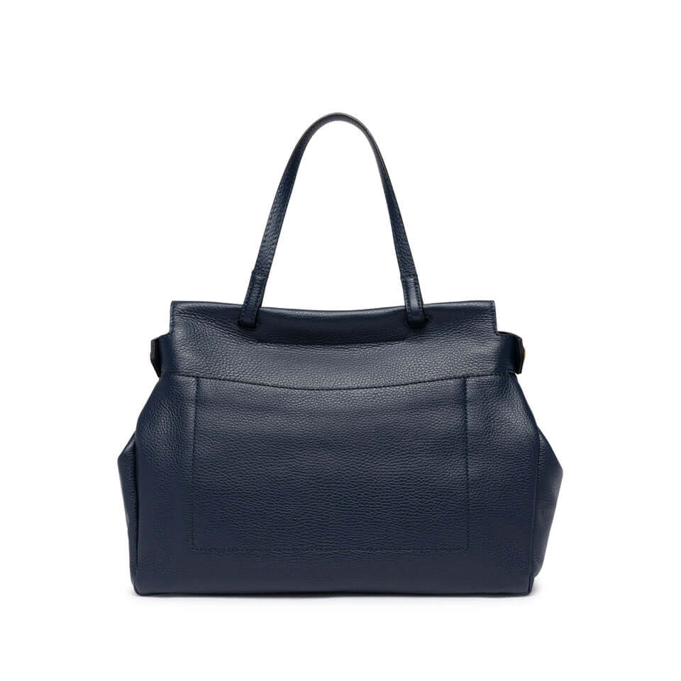 OTTAVIA by Gianni Chiarini, navy soft leather handbag with top handle, perfect for casual outfits.