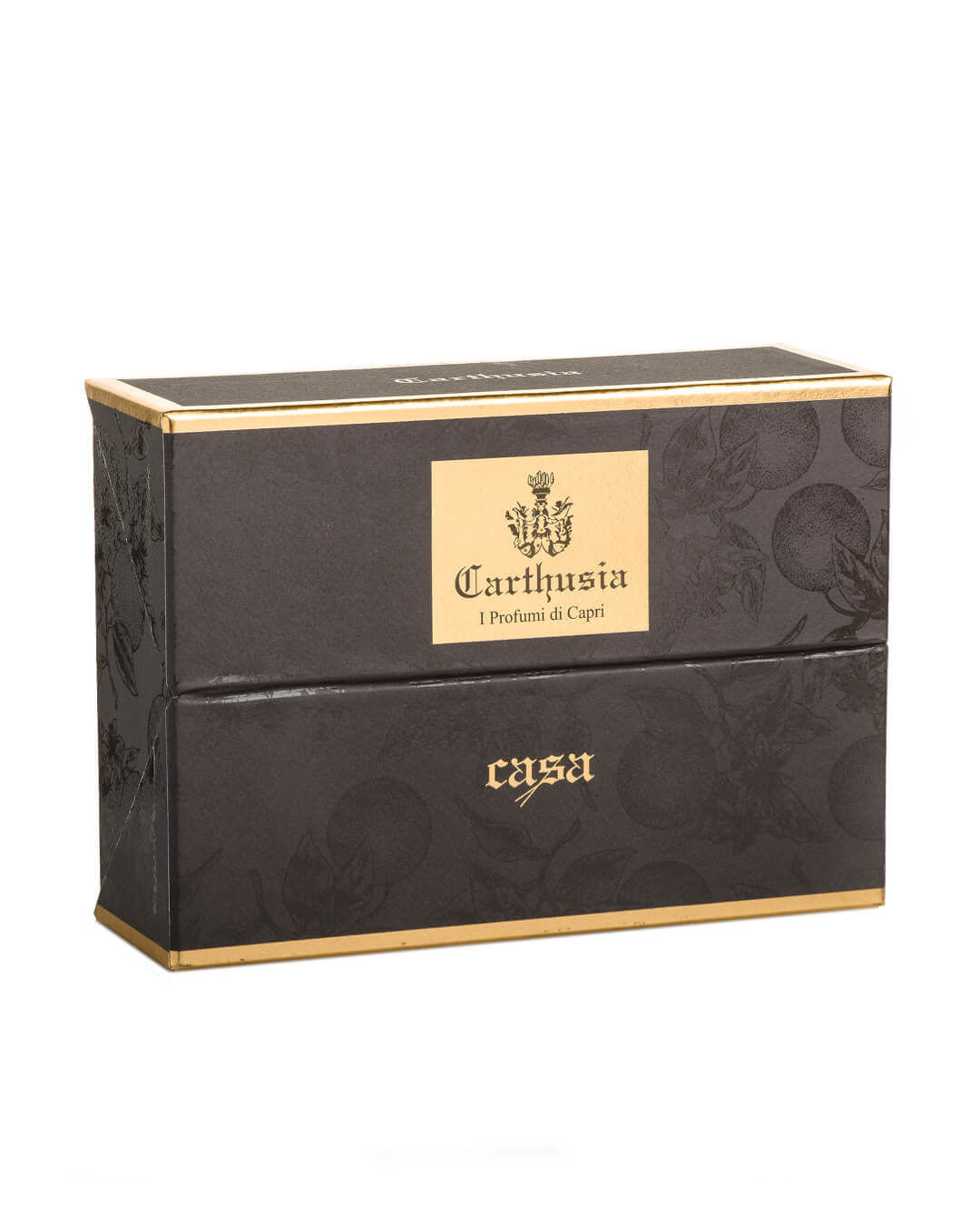Black and gold box of Carthusia Oud Edition Tris Diffusore, featuring elegant design.