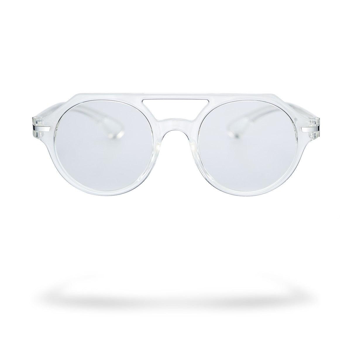 PIERO C5 occhiale da uomo con frontale trasparente e lenti grigie fotocromatiche della collezione Flexo.