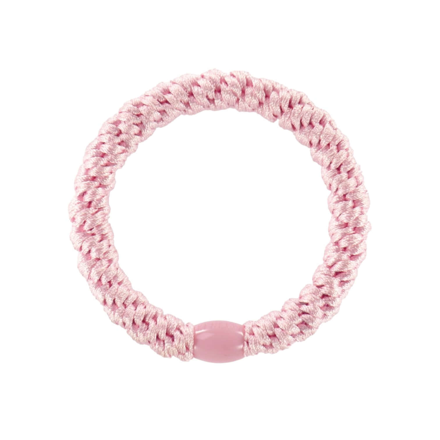 Pink elastico capelli hair tie made from polyester and rubber, designed for comfort and style.