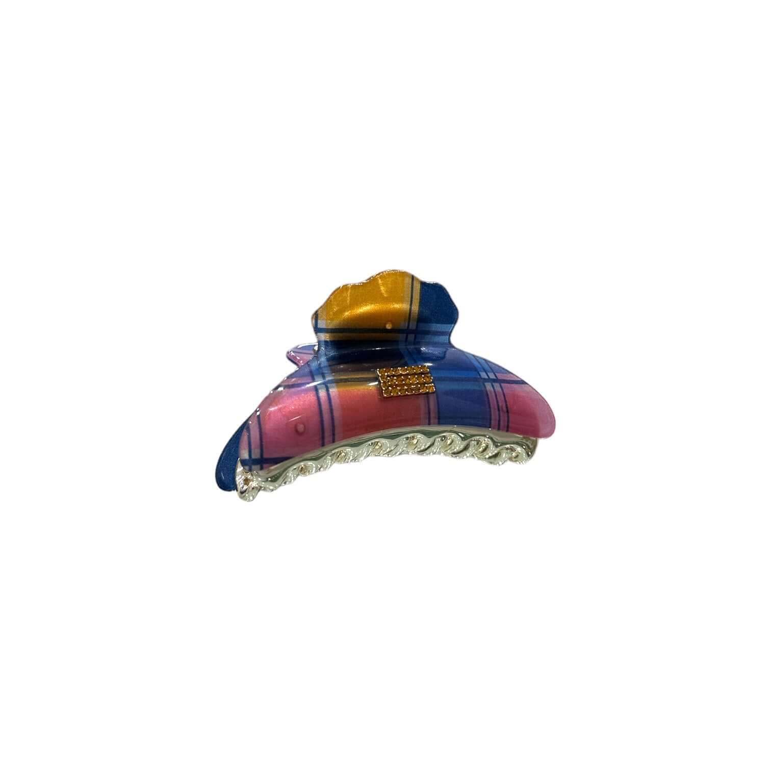 Pinza Grande: elegante pinza per capelli in acetato, vetro e seta, ideale per capelli voluminosi.