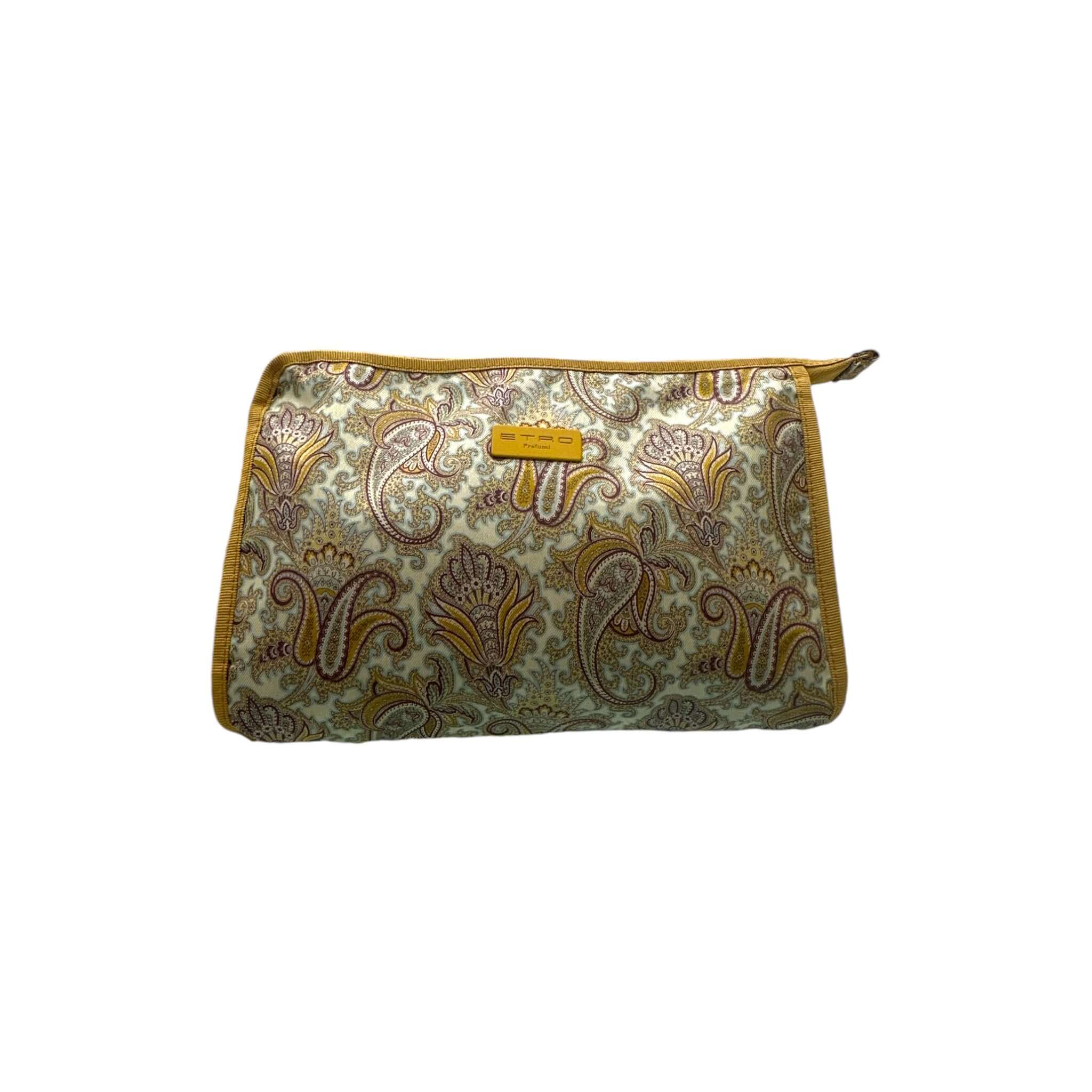 Porta trucco grande in nylon con design paisley, chiusura zip, targhetta ETRO, misure 25x15,5x4,5 cm.