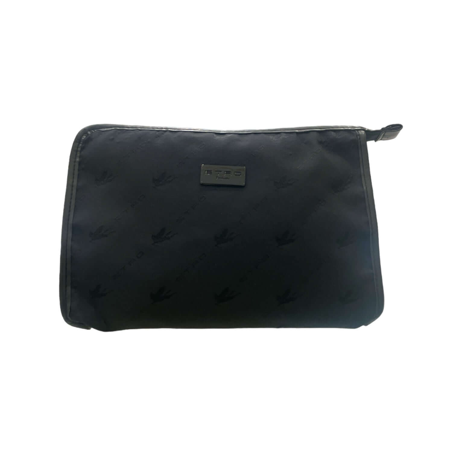Porta trucco grande ETRO in nylon lavabile, con chiusura zip, design elegante, misure 25x15,5x4,5 cm.
