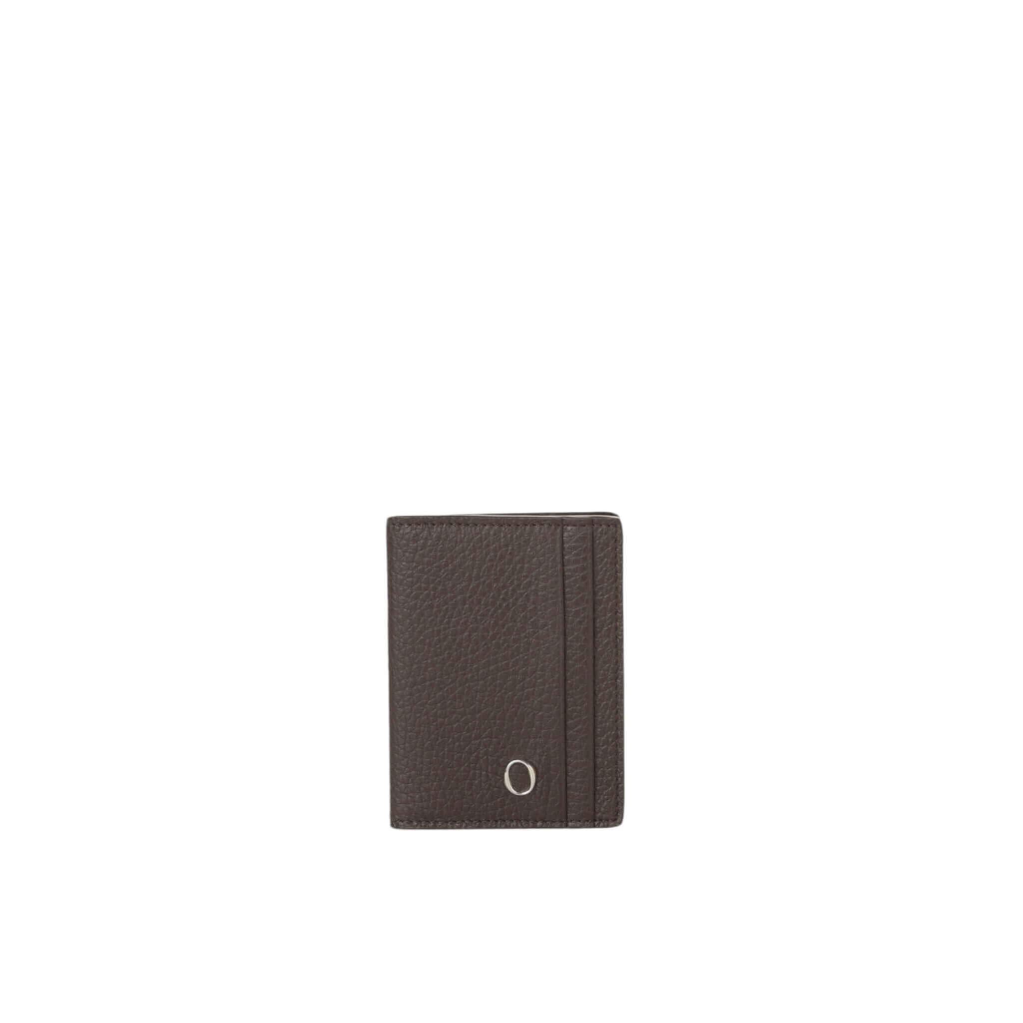 Portafoglio compatto in pelle martellata Orciani, con protezione RFID e design elegante. Misure: 10x7.5 cm.