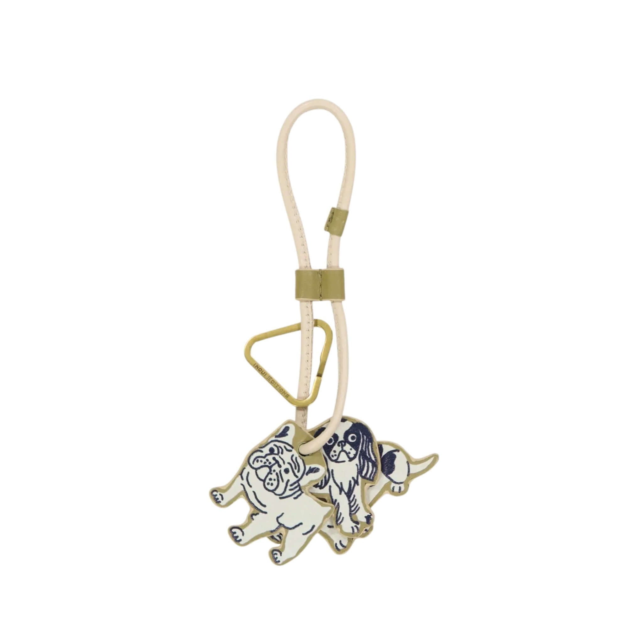 Colorful Italian leather keychain featuring playful dog designs, perfect for adding charm to your accessories.