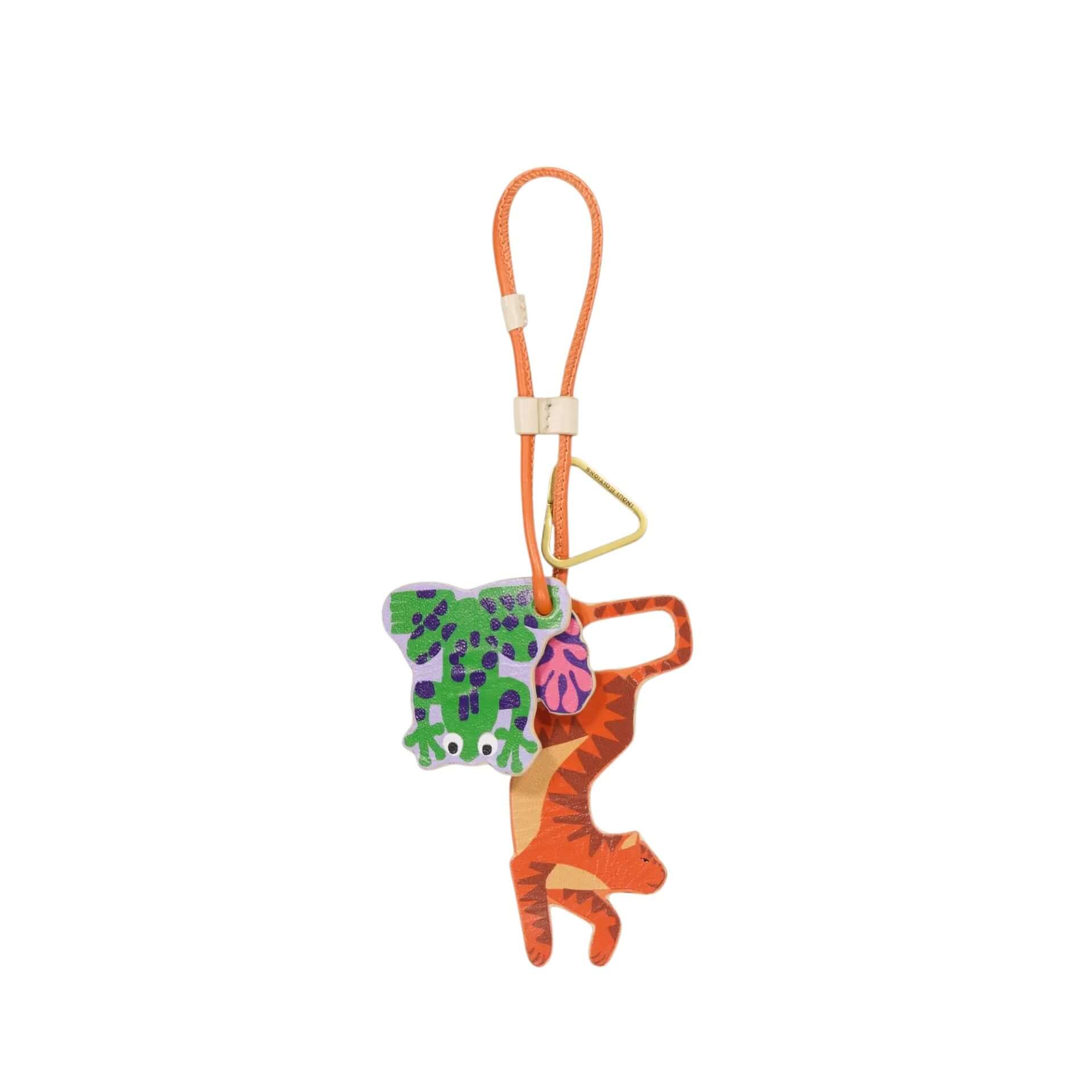 Colorful Italian leather keychain featuring fun animal designs and vibrant colors, ideal for dynamic accessories.