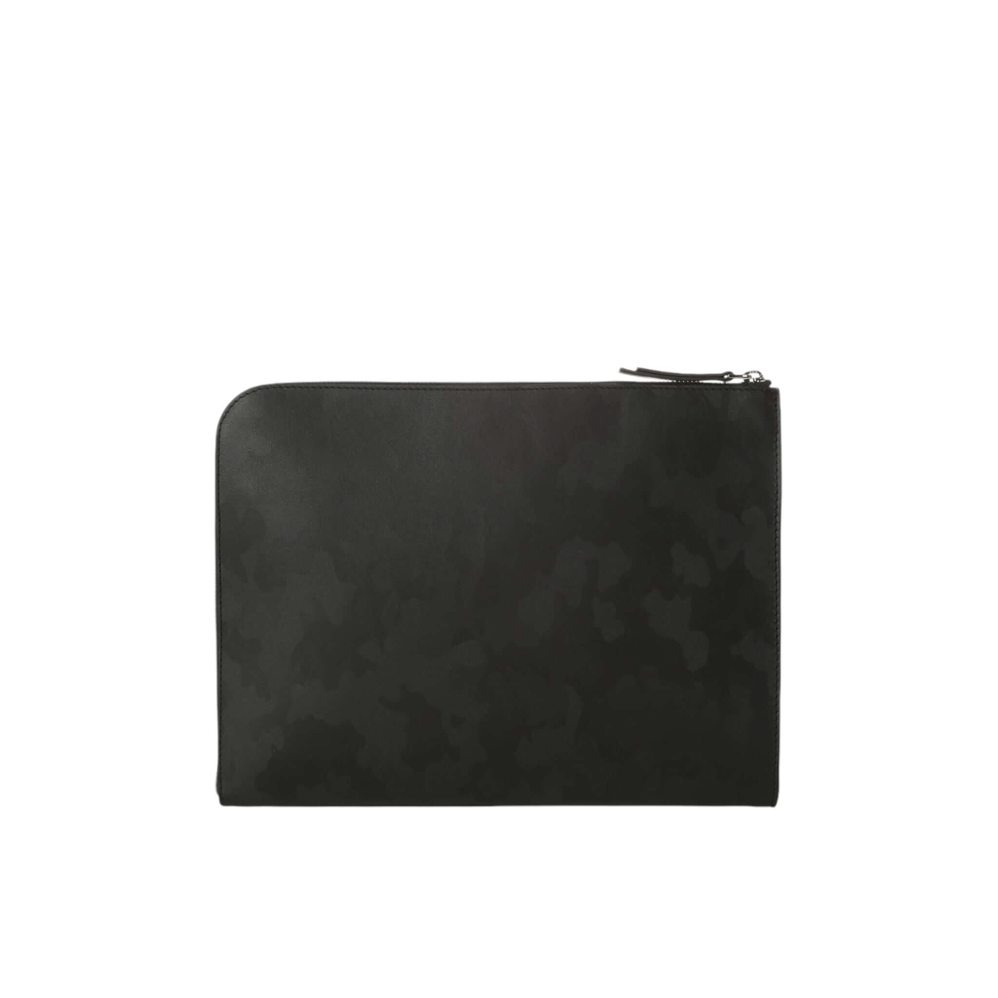 Portadocumenti Skyline in pelle nero con chiusura a zip, design elegante per organizzazione professionale.