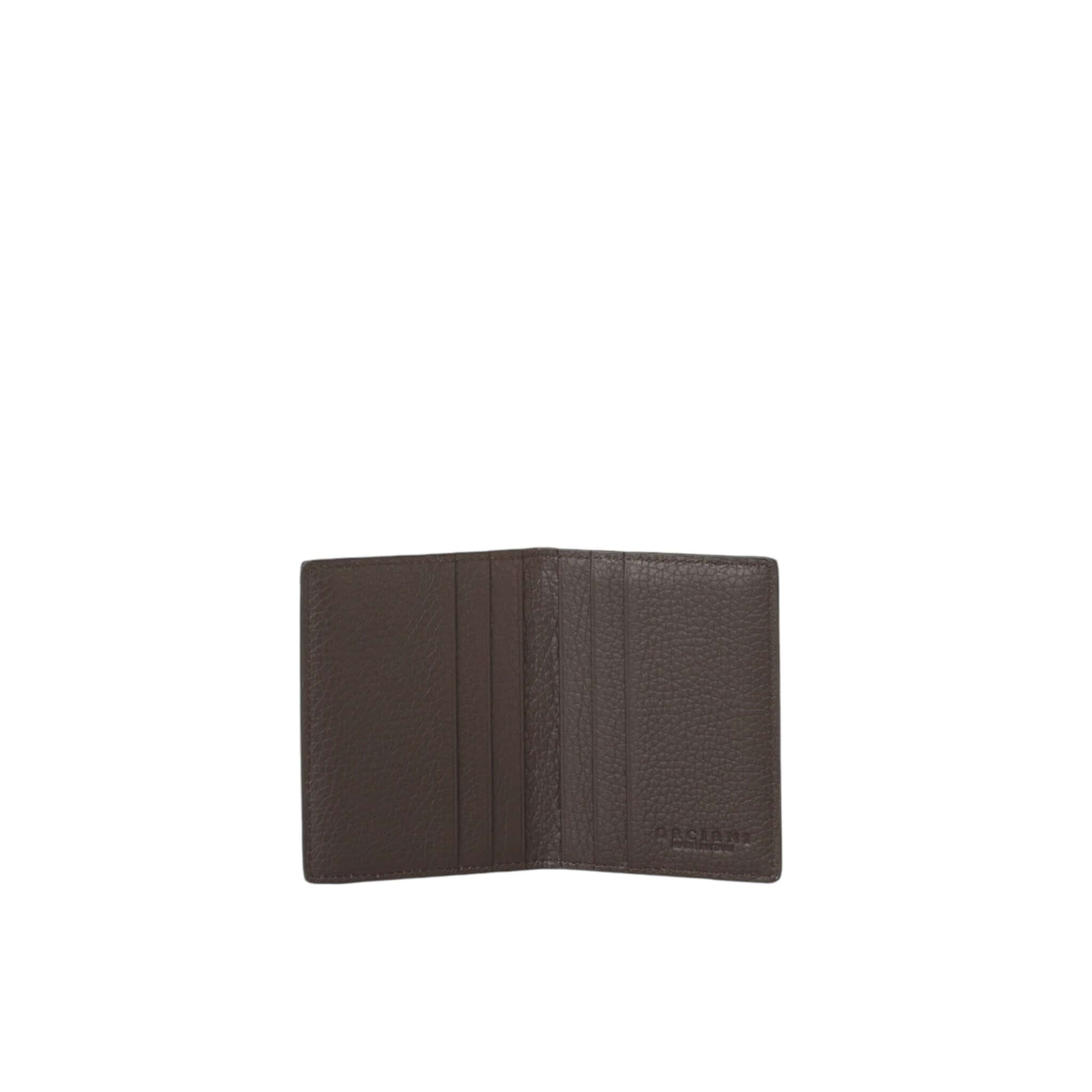 Portacarte a libro Micron in pelle martellata di alta qualità, design compatto e elegante.