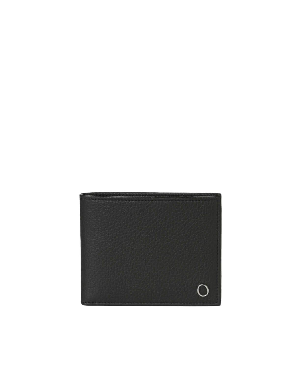 Elegante portafoglio in pelle micron nera con dettagli raffinati e design pratico.