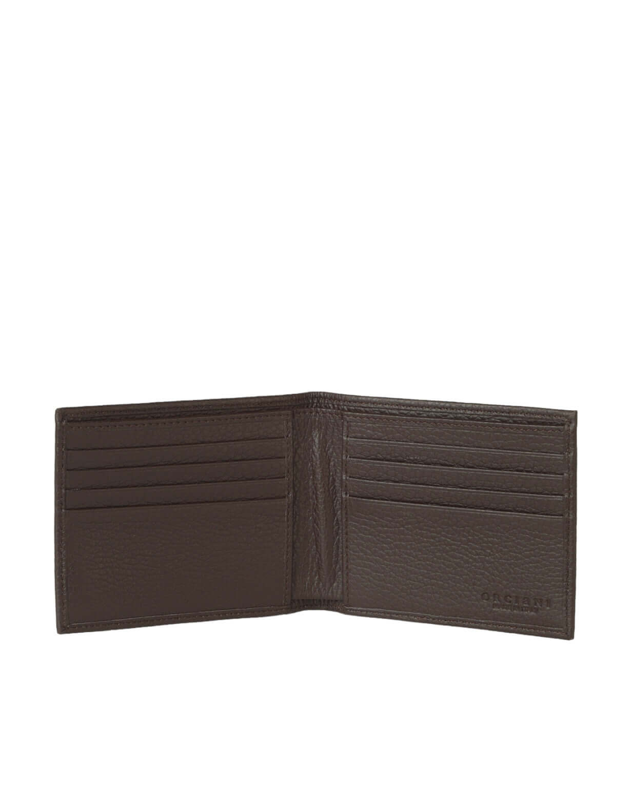 Interno del portafoglio Micron in pelle, con scomparti per carte e banconote, elegante e funzionale.