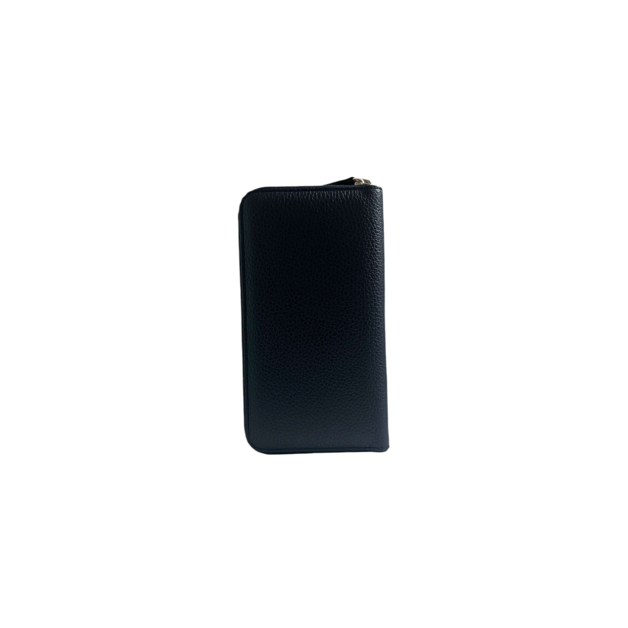 Portafoglio Zip Around Micron in pelle martellata, chiusura con zip, protezione RFID, made in Italy 20x11x2 cm.