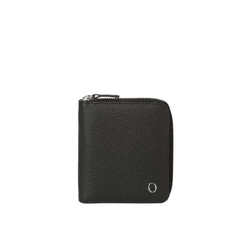 Portafoglio Zip Around Micron in Pelle nera, elegante e pratico, con chiusura zip e scomparti per carte e contanti.