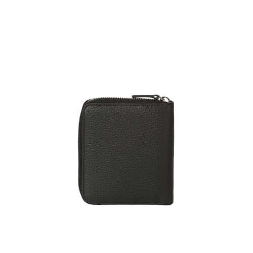 Portafoglio Zip Around Micron in Pelle nera con chiusura a zip e design elegante e pratico.