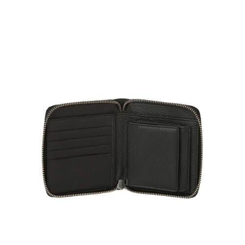 Portafoglio Zip Around Micron in Pelle, interno con scomparti per carte, pratico e elegante.