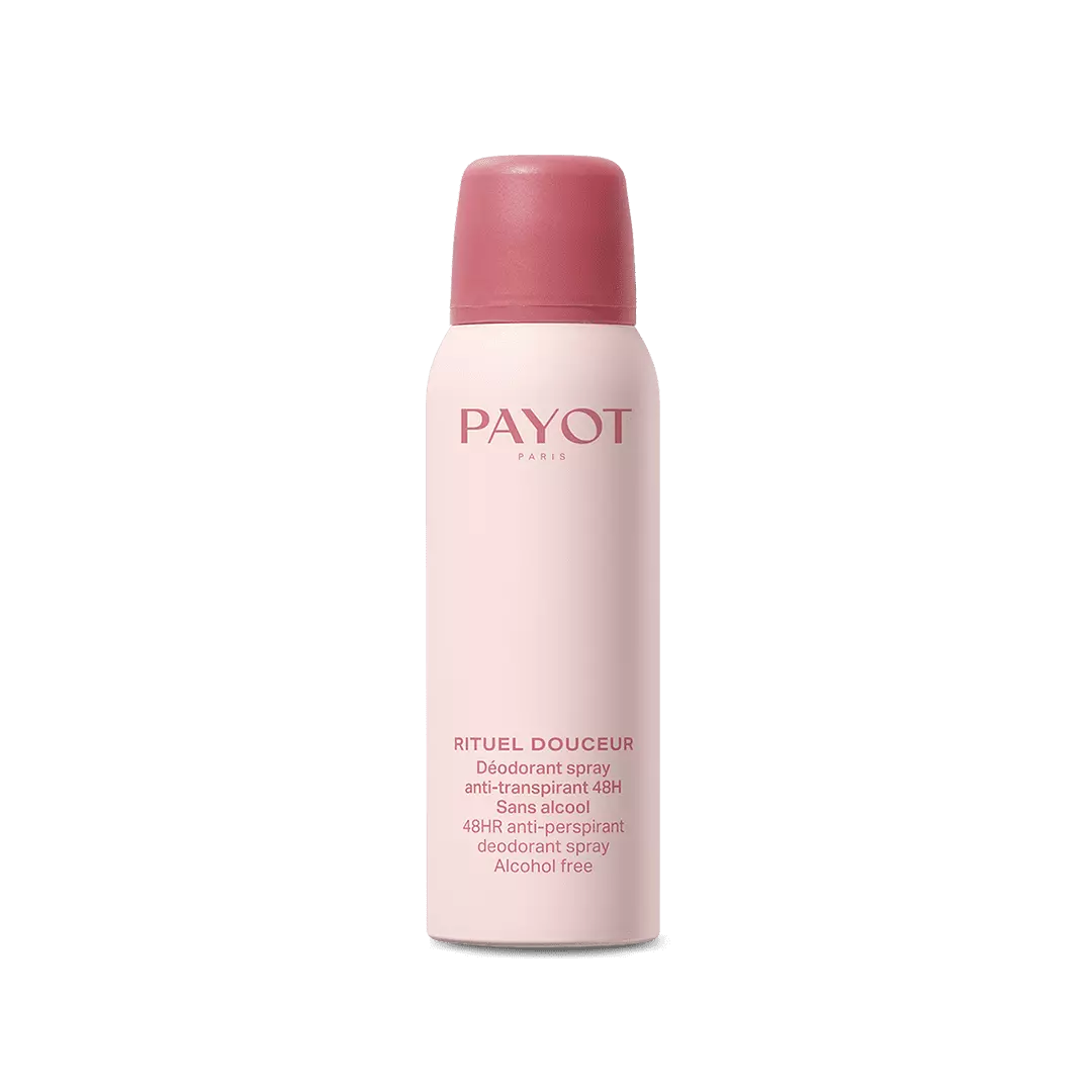 PAYOT Rituél Douceur deodorant spray, 48-hour antiperspirant, alcohol-free, with a light fragrance for beautiful skin.