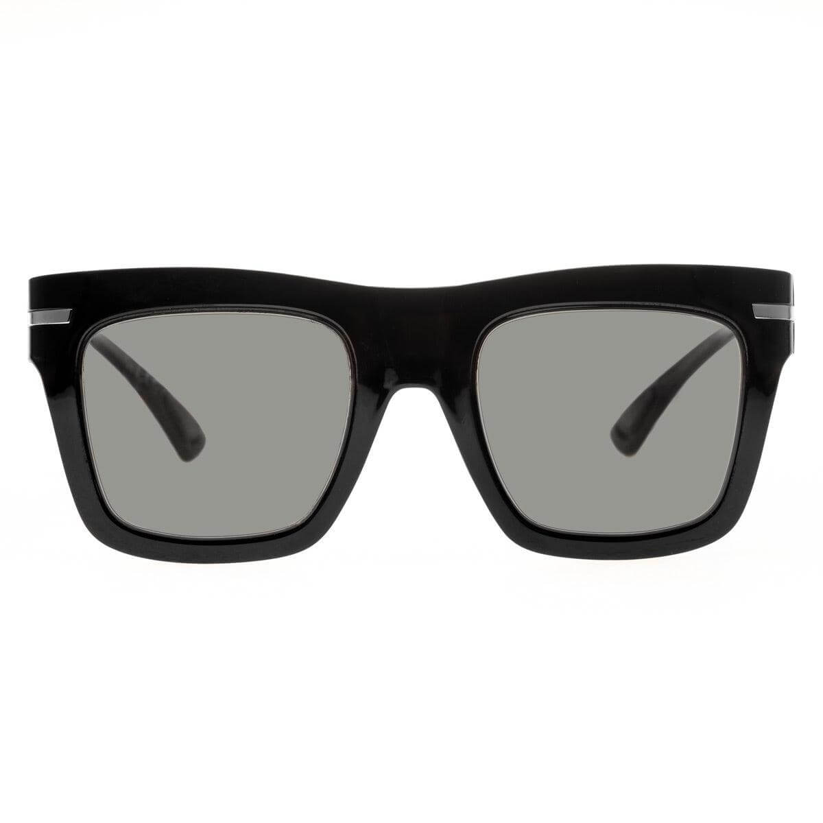 Occhiali da sole ROBERT C17 con montatura nera e lenti grigie scure, design elegante e grintoso.