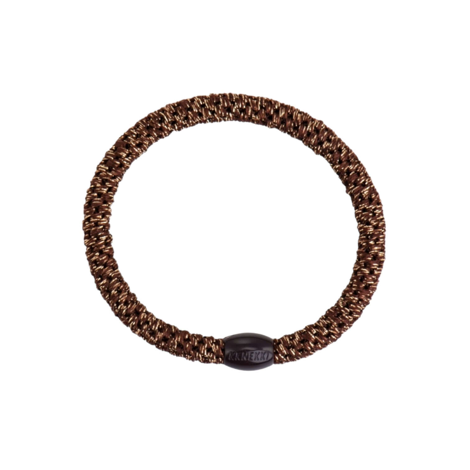 Slim Bronze Glitter elastico capelli, made of poliestere and gomma for a stylish and secure hold.