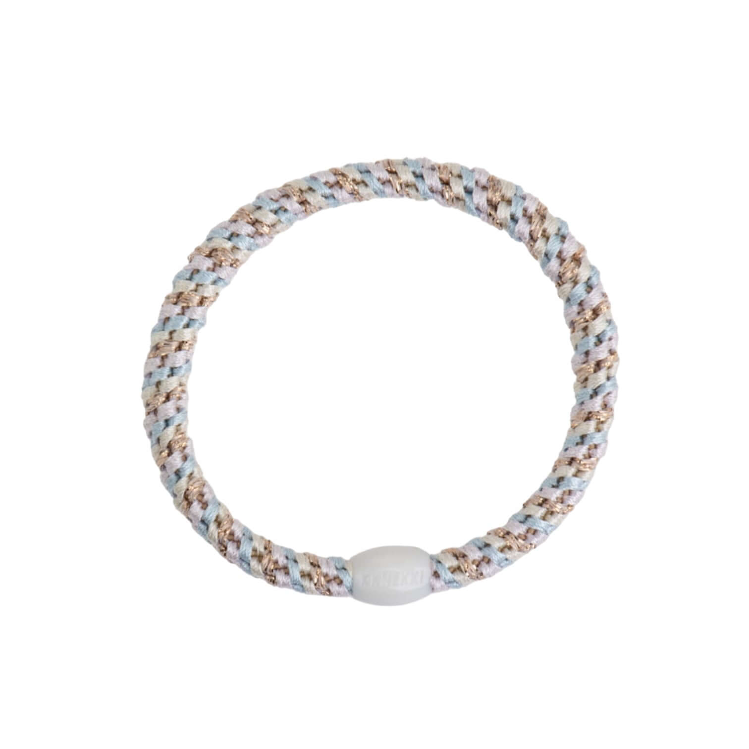 Slim Mix Baby Blue and Ballet Pink hair tie made of polyester and rubber for stylish hair styling.