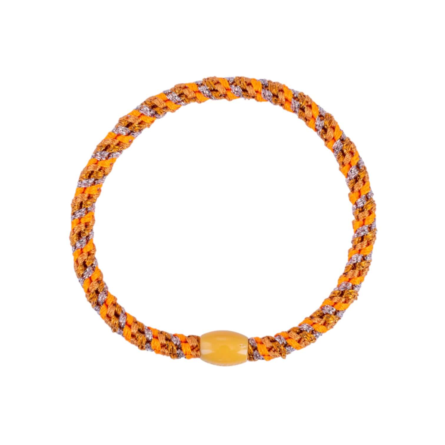 Slim Mix Orange hair tie made of polyester and rubber, featuring a vibrant orange design for a stylish look.