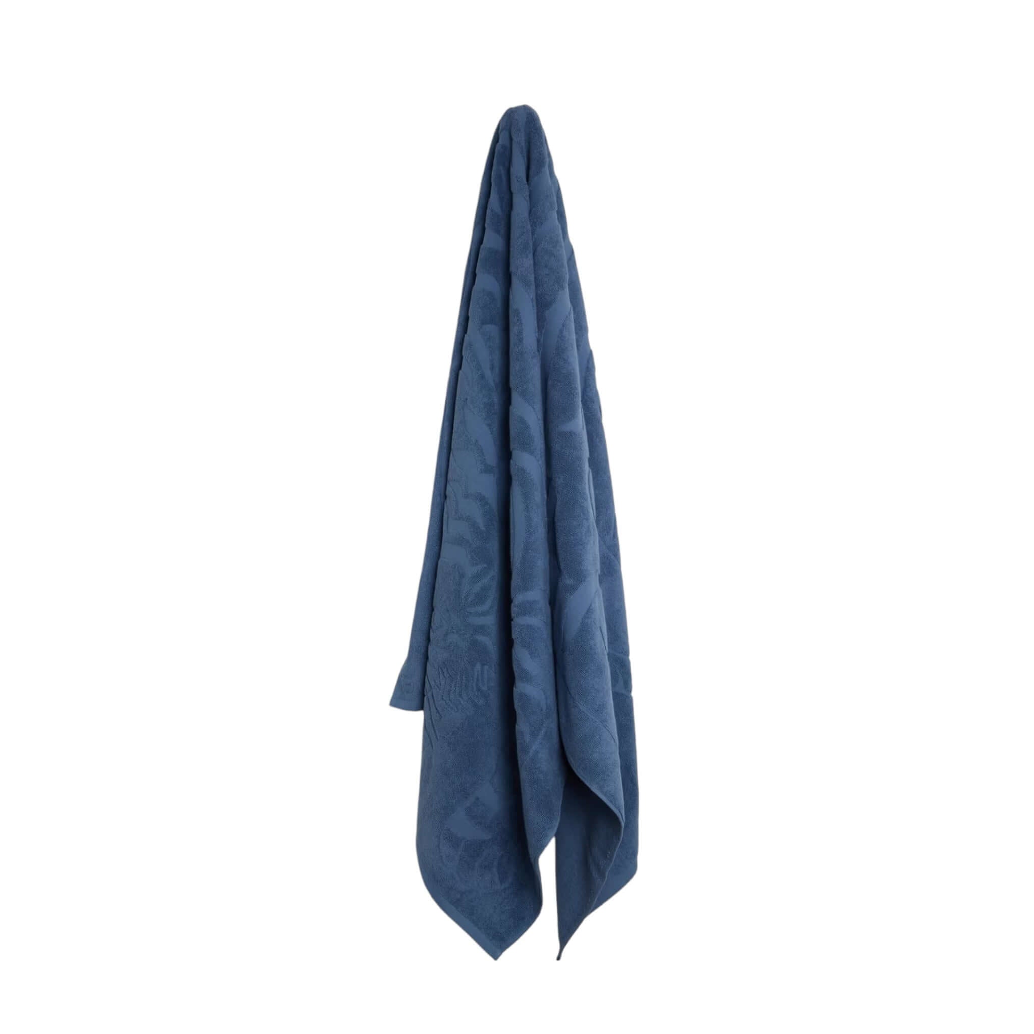 Telo da bagno grande Baldo in cotone, colore blu, 90x160 cm, prodotto in Portogallo, asciugatura veloce.