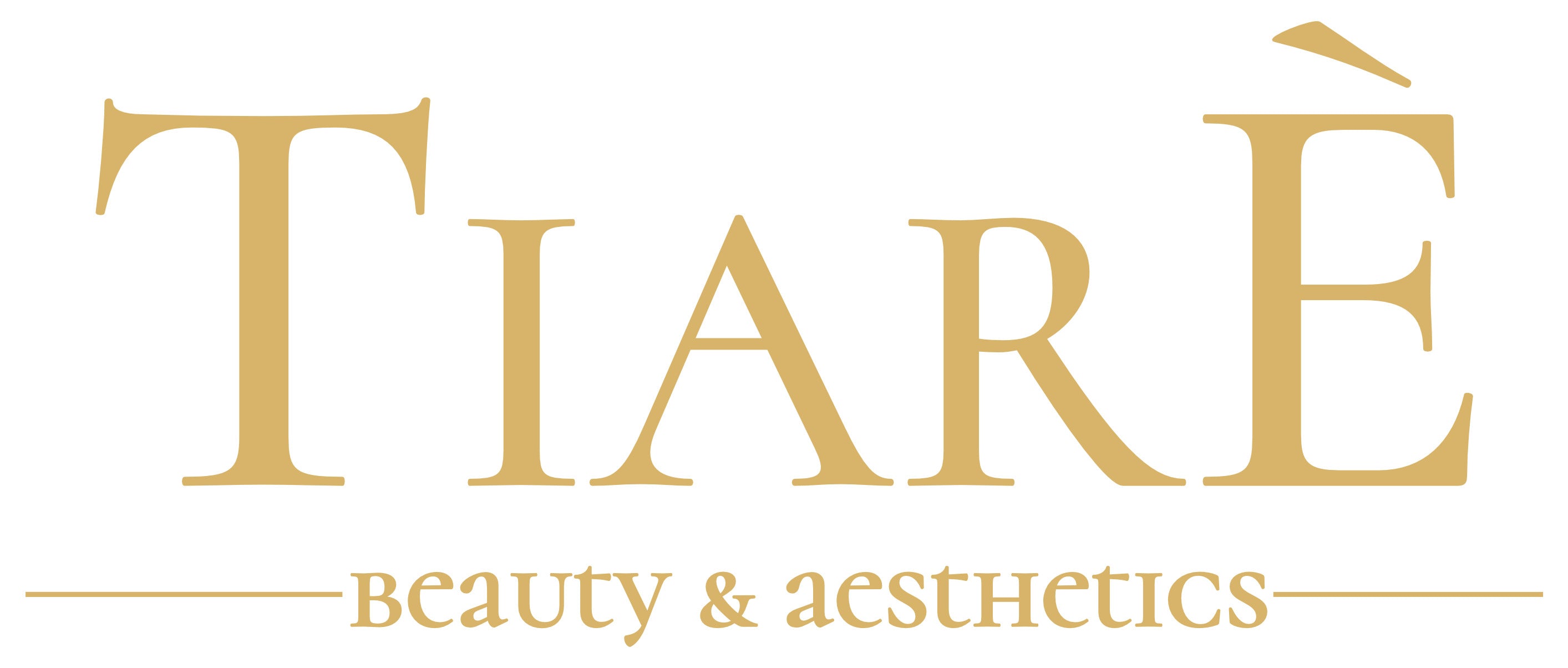 Logo of TiarÈ beauty & aesthetics in elegant golden typography.