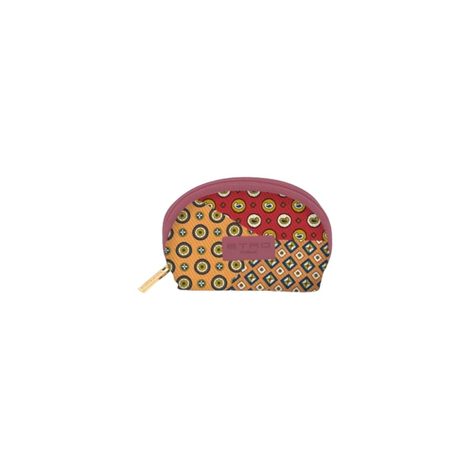Trousse portachiavi ETRO in tessuto lavabile con fantasie colorate e zip, misura 11x8x4,5 cm.