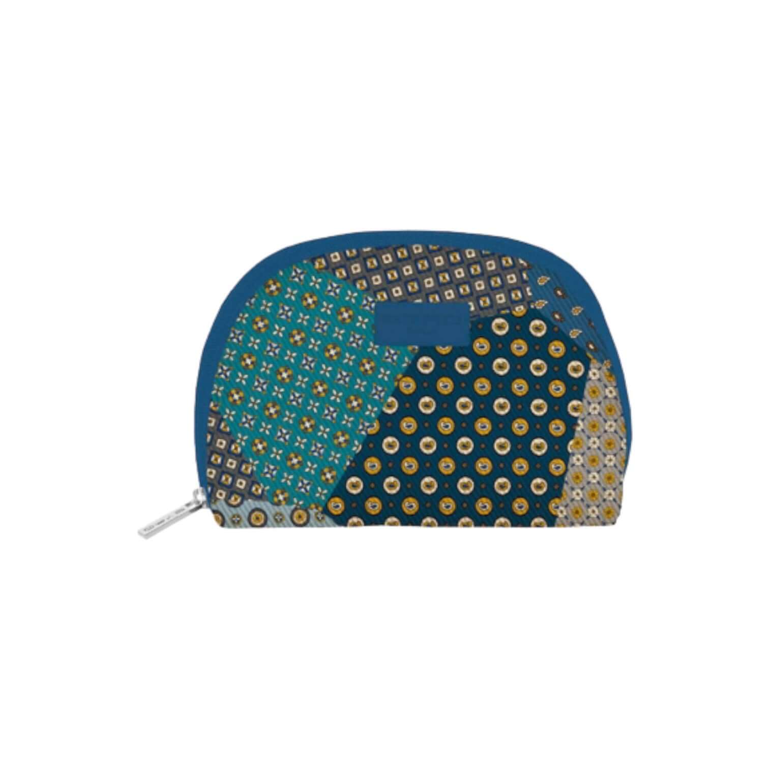 Trousse Tonda Media in unique nylon fabric, designed to organize beauty accessories with zip closure.