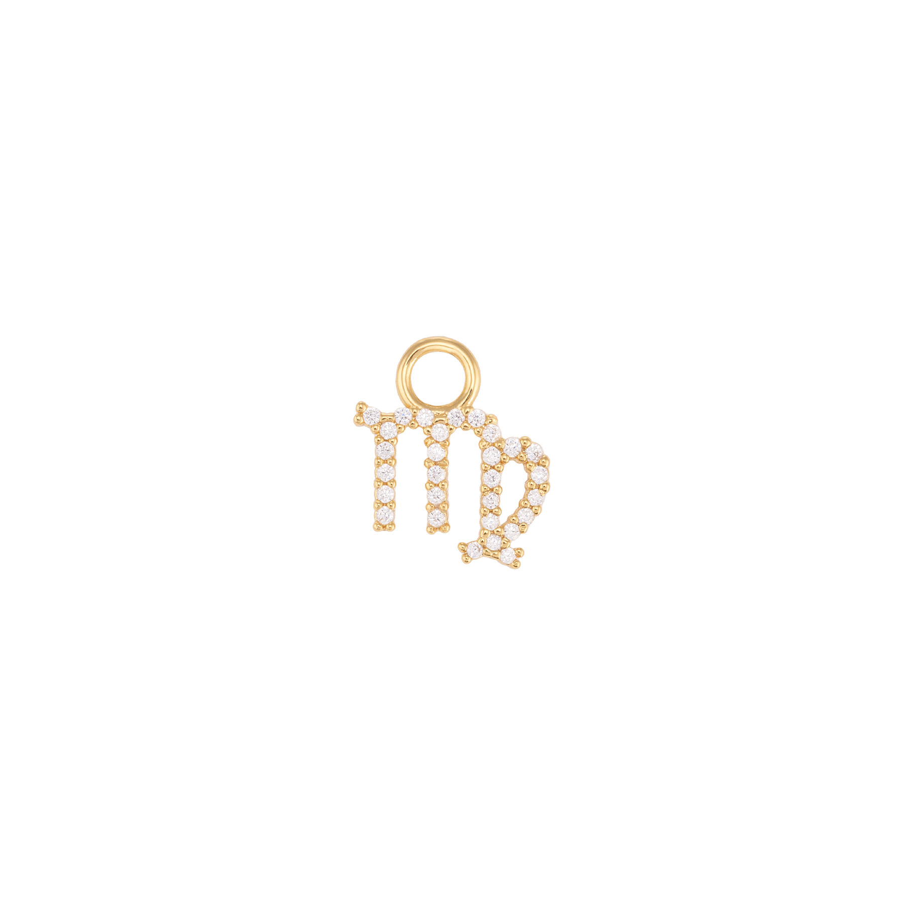 Ciondolo segno zodiacale Vergine in ottone placcato oro 18k con dettagli brillanti.