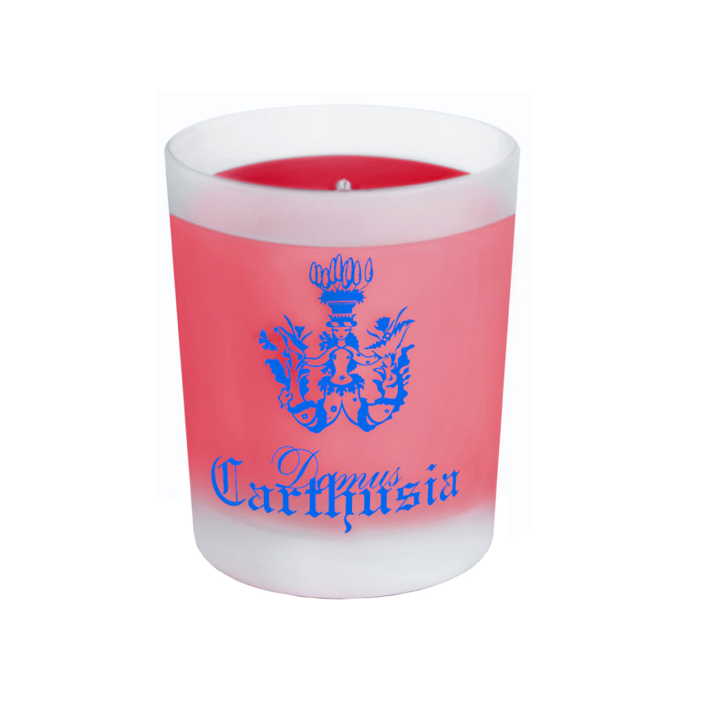 Candle Gemme di Sole in a frosted glass with Carthusia logo, perfect for home fragrance, 190g.