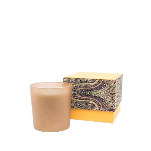 Circe extra large candle in light gold glass by ETRO, beautifully packaged in a colorful box, 580 gr.