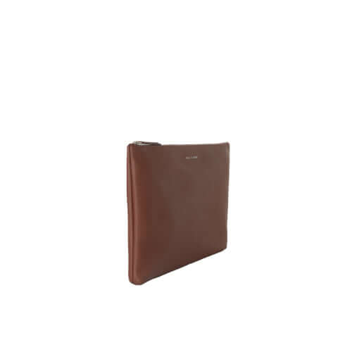 Borsa a mano portadocumenti Micron in pelle martellata, finitura palladio, dimensioni 37x25 cm, chiusura zip, Made in Italy.