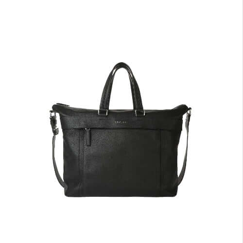 Borsa a mano e tracolla Micron in pelle martellata, Made in Italy, con tasca esterna e dettagli in palladio.