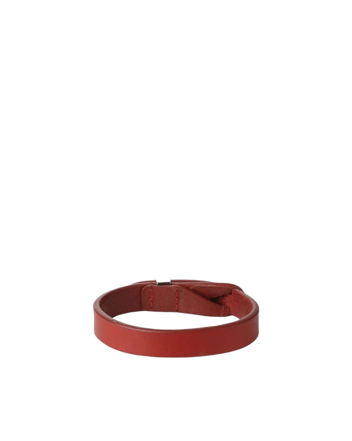Bracciale Nobuckle Bull Rosso in cuoio con dettaglio argento, made in Italy, elegante e raffinato accessorio.
