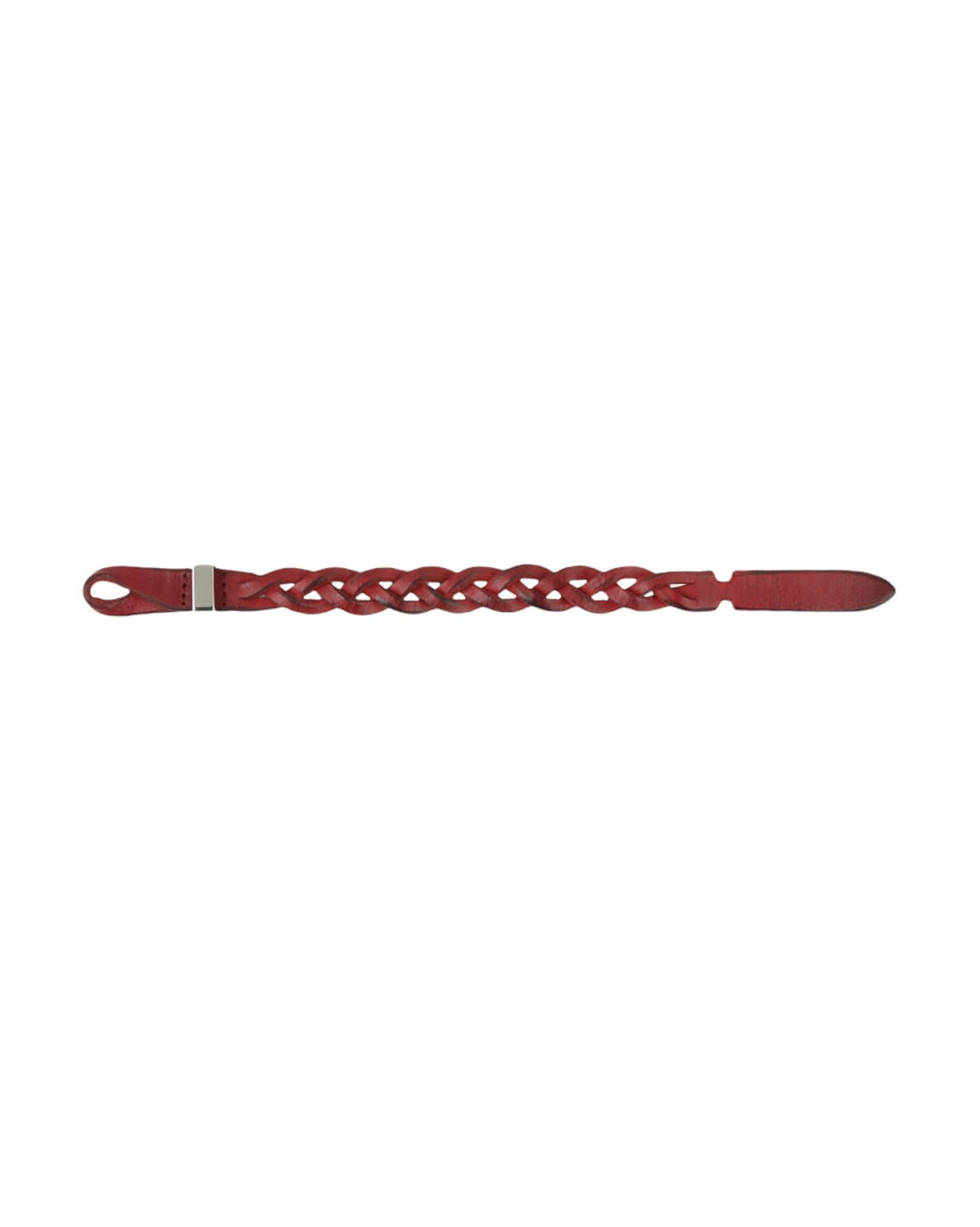 Bracciale Nobuckle Walk Rosso in Cuoio con Dettaglio Argento, finitura lucida, made in Italy.