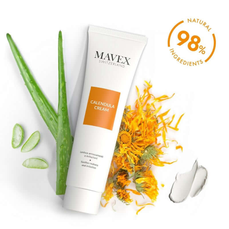 Calendula Cream by Mavex with natural ingredients, soothing for skin irritation and redness relief, 100 ml.