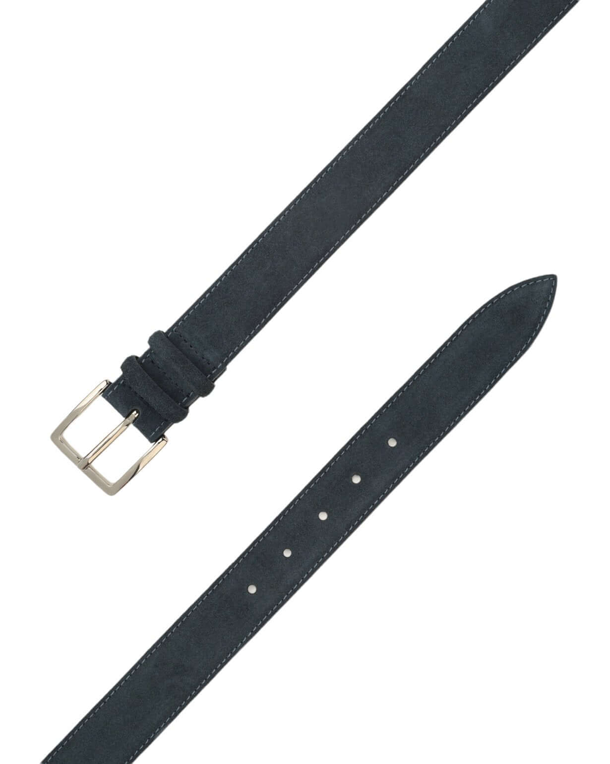 Cintura Amalfi Blu Notte in suede con fibbia nichel lucido, made in Italy, h. 3,5 cm, elegante e raffinata.
