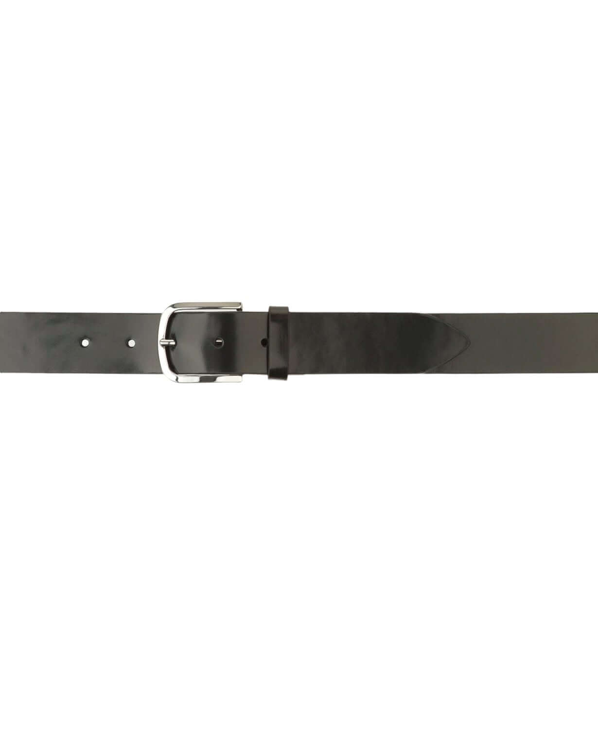 Cintura Classica Bright Nero in Pelle Lucida, fibbia nichel lucido, altezza 3,5 cm, made in Italy.