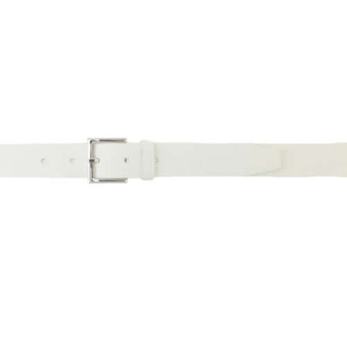 Cintura Micron Bianca in pelle martellata, fibbia argento inglese, altezza 3 cm, Made in Italy.