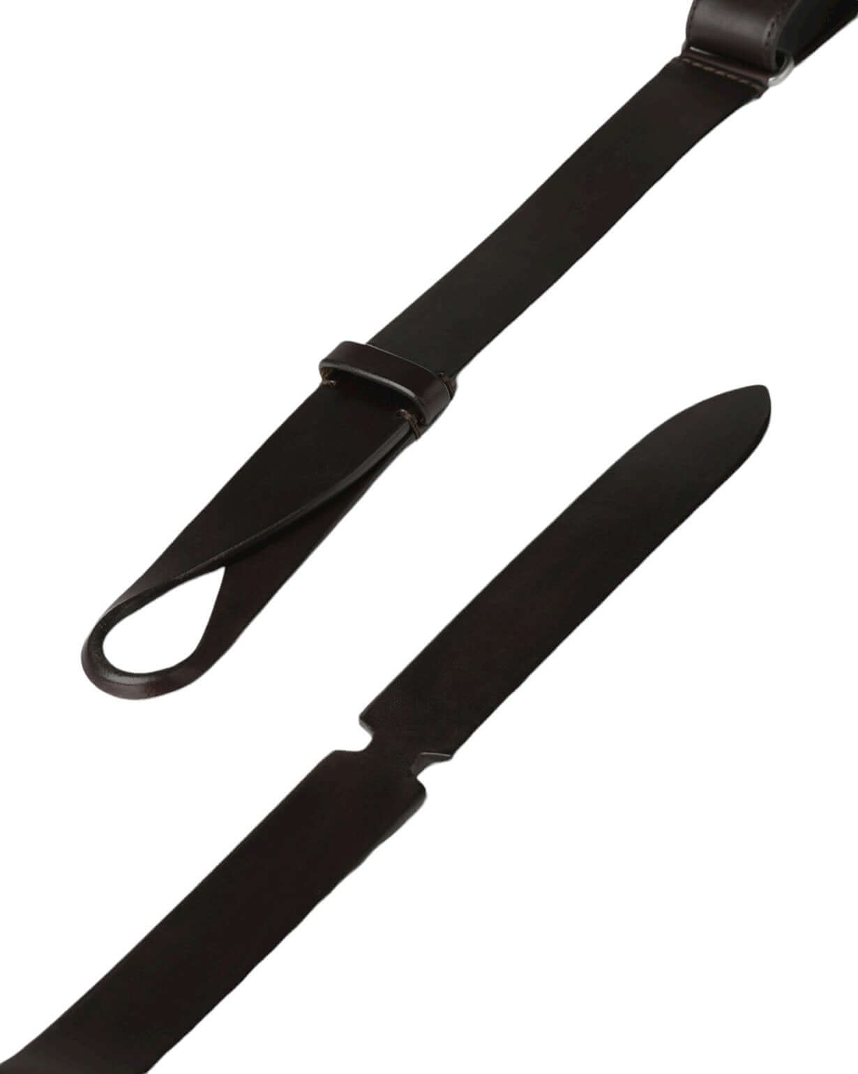Cintura Nobuckle Bull in Cuoio, adjustable leather belt without buckle, made in Italy, 3 cm width, fits sizes 42 to 58.