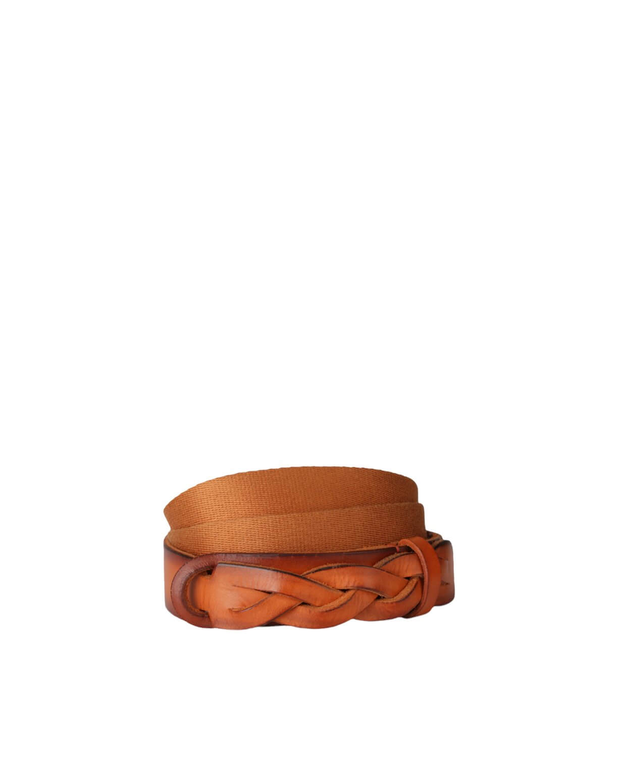 Cintura Nobuckle Dive: adjustable 3 cm leather belt with braided tip and fabric back, nickel finish, made in Italy.