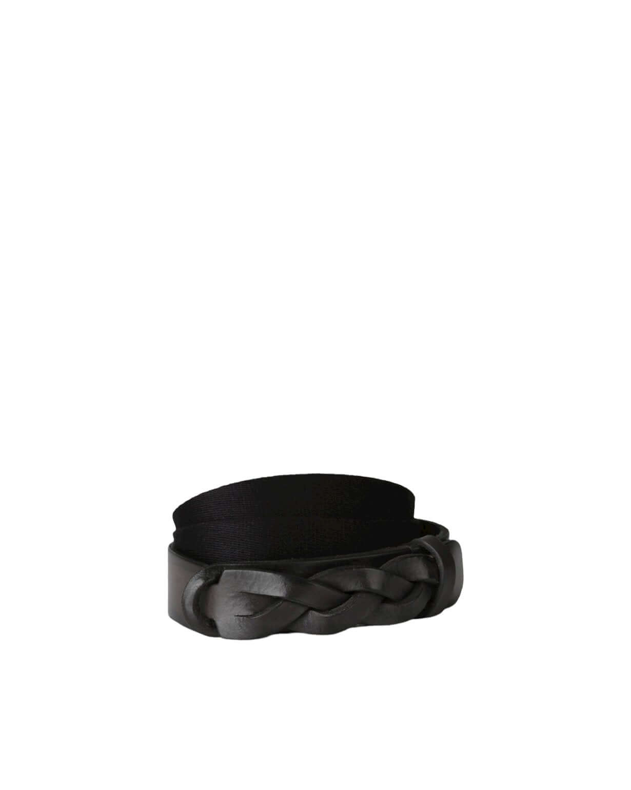 Cintura Nobuckle Dive: 3cm adjustable leather belt with woven tip, made in Italy, fits sizes 42-58, nickel finish.
