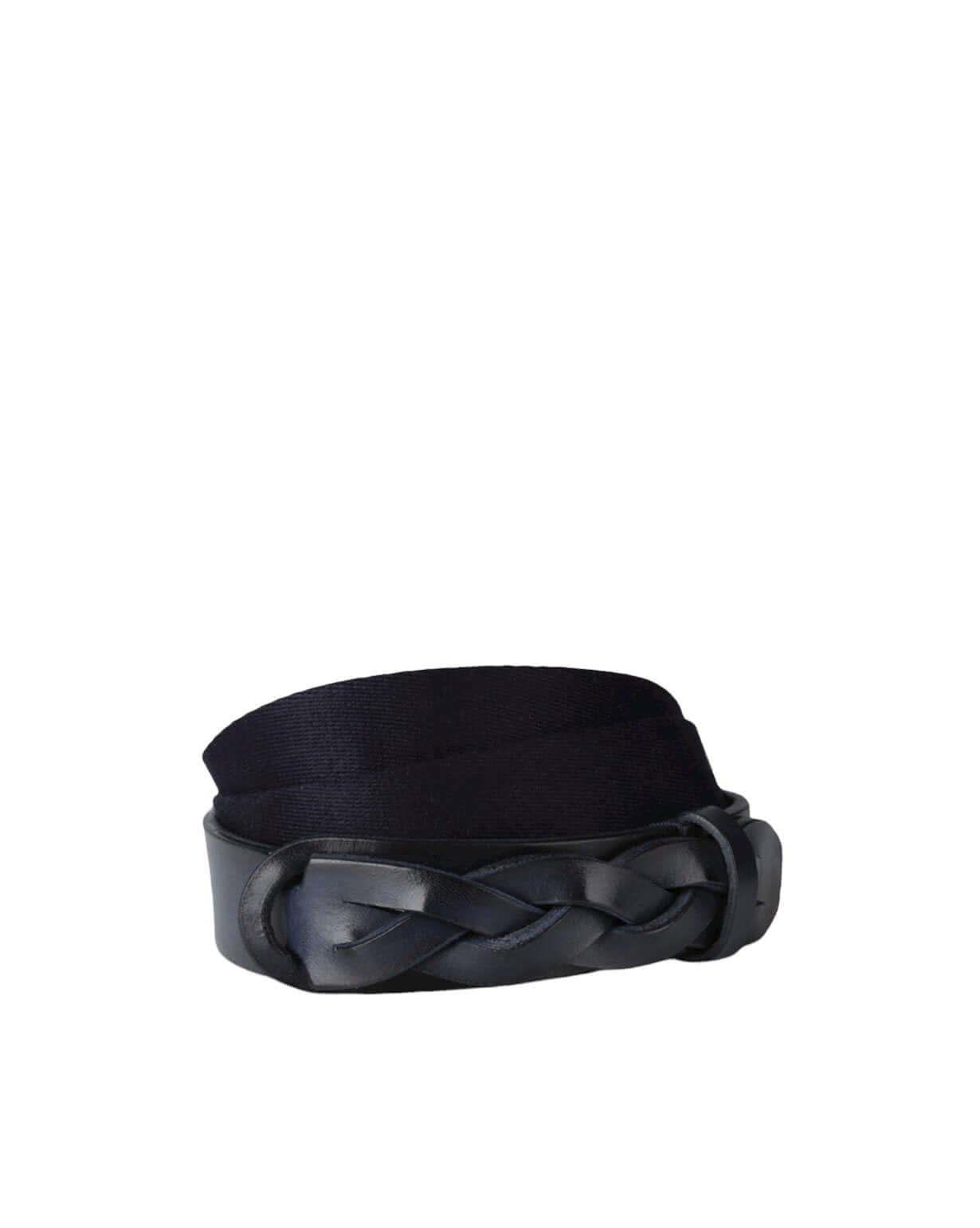 Cintura Nobuckle Dive, adjustable leather belt with braided tip and no buckle, made in Italy.