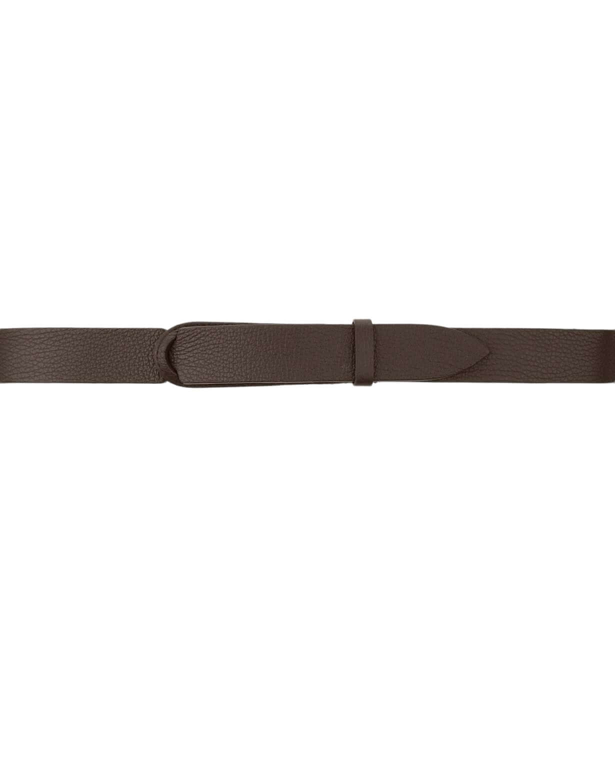 Cintura Nobuckle Micron in Pelle, regolabile senza fibbia, pelle martellata, made in Italy, taglia unica 42-58.
