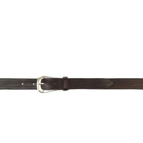 Cintura Sportiva Bull in cuoio test di moro con fibbia in argento inglese, made in Italy, h. 2,5 cm.
