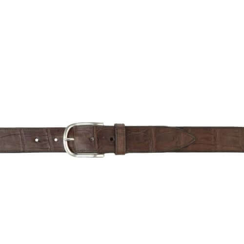 Cintura sportiva in coccodrillo con fibbia argento, 3,5 cm di altezza, prodotto in Italia.