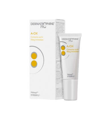 Dermatoline A-OX eye contour gel; combats bags and dark circles, strengthens capillaries, 10 ml tube.