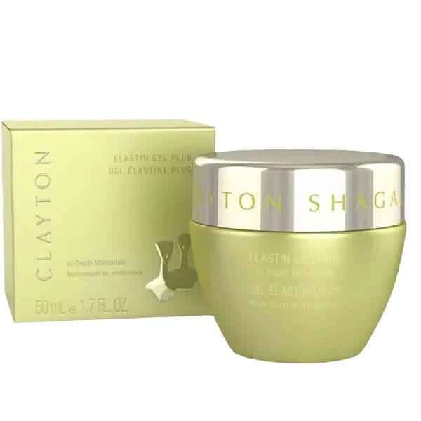 Elastina Gel Plus by Clayton Shagal in a 50 ml jar, designed for skin illumination and firmness.
