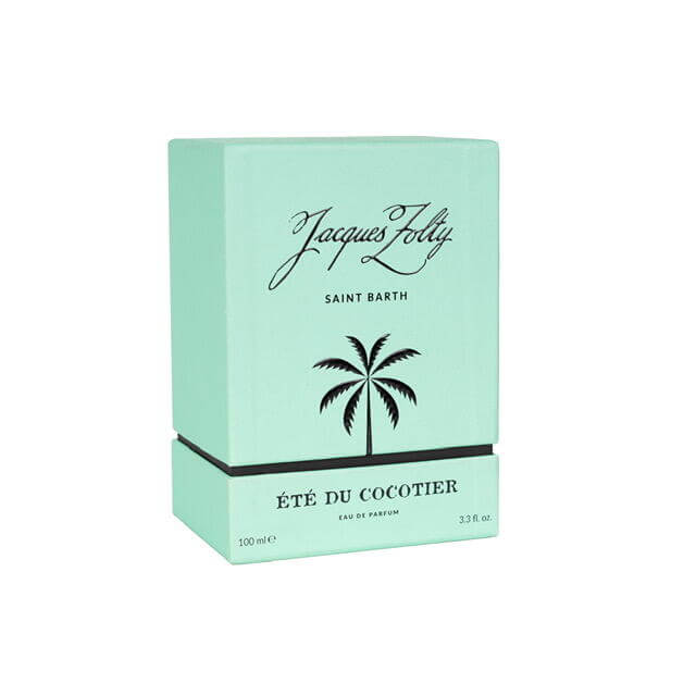 Étè Du Cocotier Eau De Parfum by Jacques Foly, 100ml box with green packaging and palm tree design.