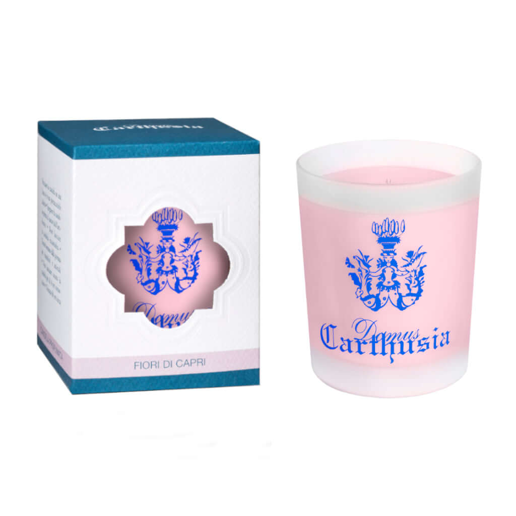 Fiori Di Capri Candela in sabbiato bicchiere con logo Carthusia, profumo per la casa da 190 gr.