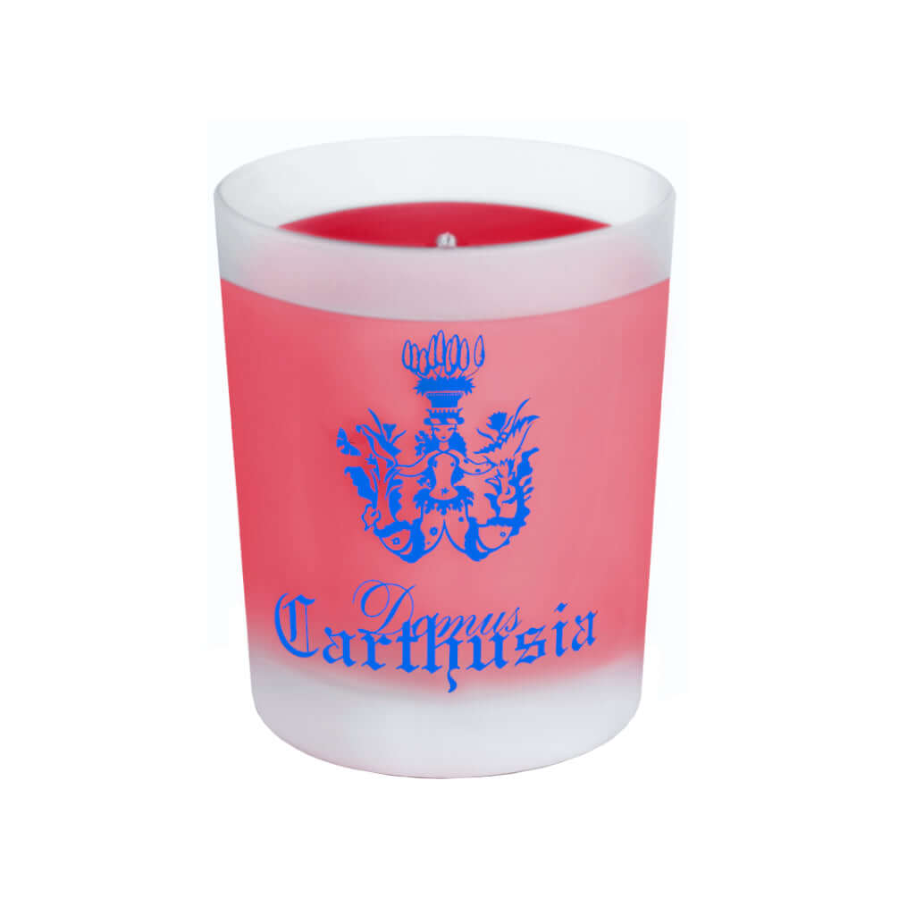 Candle Gemme di Sole in a frosted glass with Carthusia logo, perfect for home fragrance, 190g.